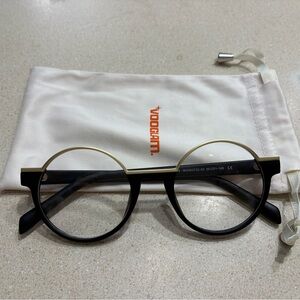 Vooglam Latina - Retro Round Black & Gold Glasses Blue Light Glasses for Women